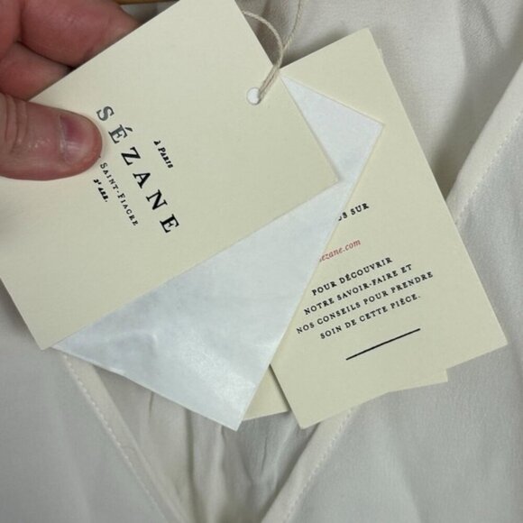 NWT Sezane 100% Silk Blouse Ecru White Size 40 French US 8 Heloise Top Minima - Picture 7 of 16
